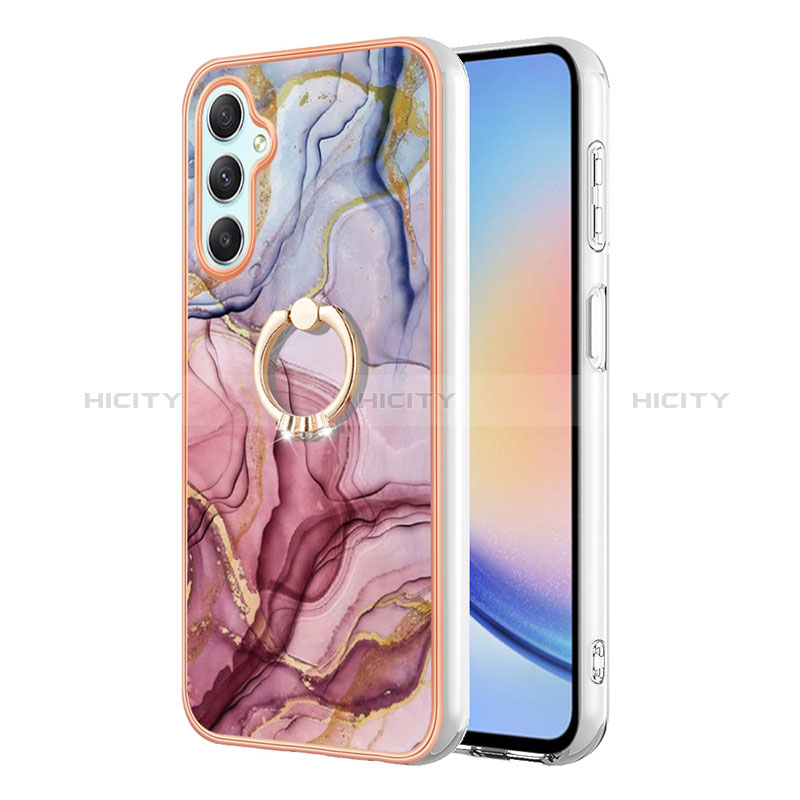 Custodia Silicone Gel Morbida Fantasia Modello Cover con Anello Supporto YB1 per Samsung Galaxy A24 4G Multicolore