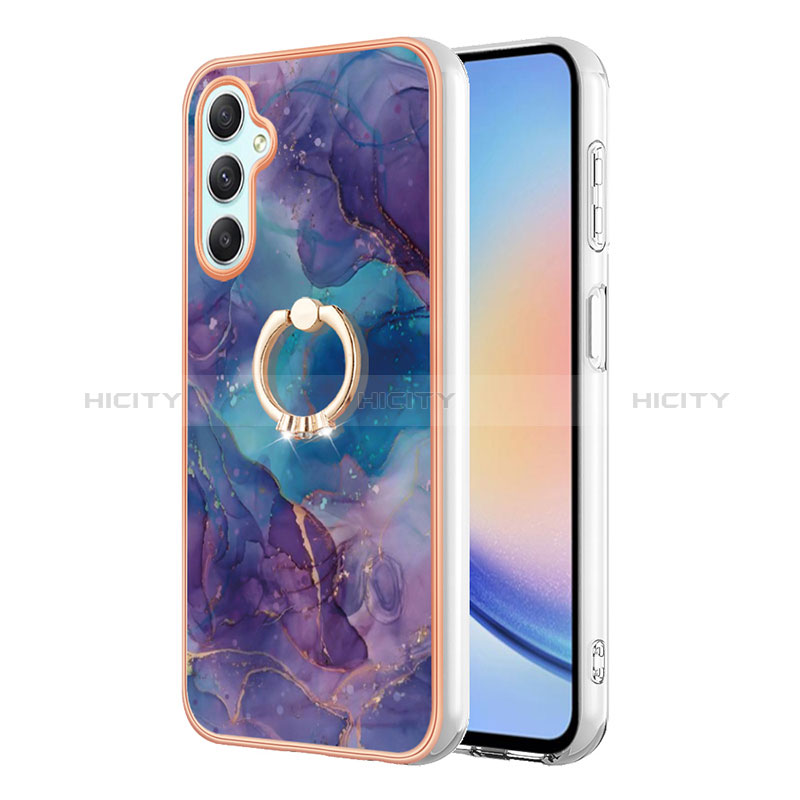 Custodia Silicone Gel Morbida Fantasia Modello Cover con Anello Supporto YB1 per Samsung Galaxy A25 5G Viola