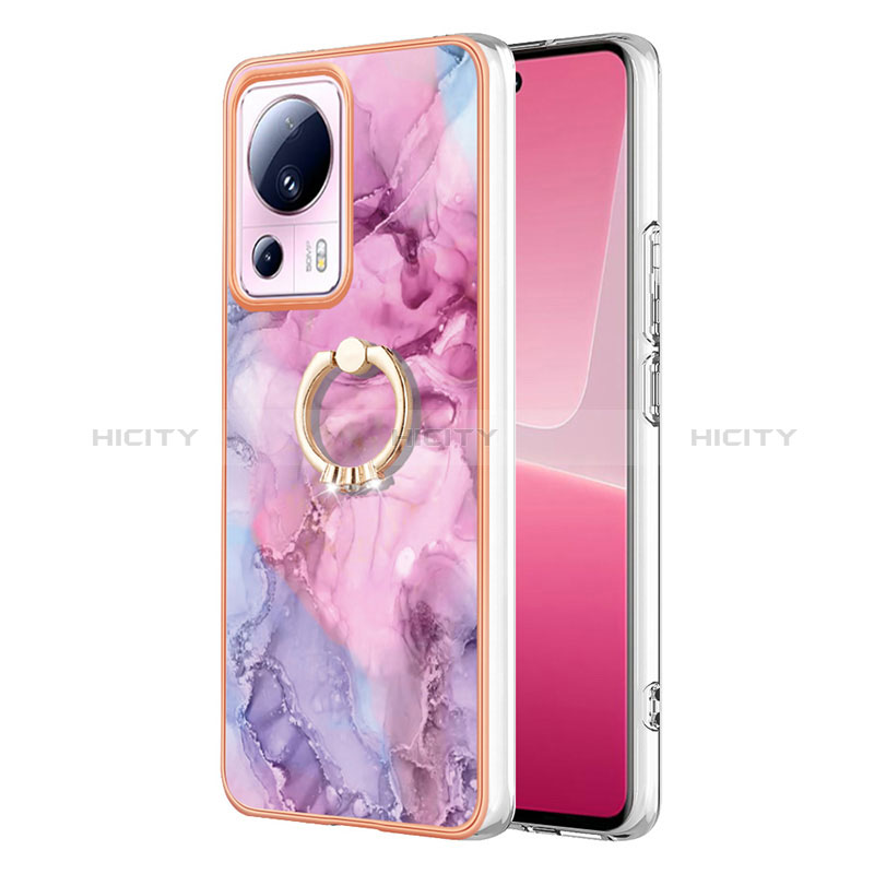 Custodia Silicone Gel Morbida Fantasia Modello Cover con Anello Supporto YB1 per Xiaomi Civi 2 5G Lavanda