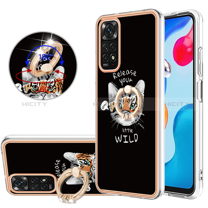 Custodia Silicone Gel Morbida Fantasia Modello Cover con Anello Supporto YB1 per Xiaomi Redmi Note 11 4G (2022)