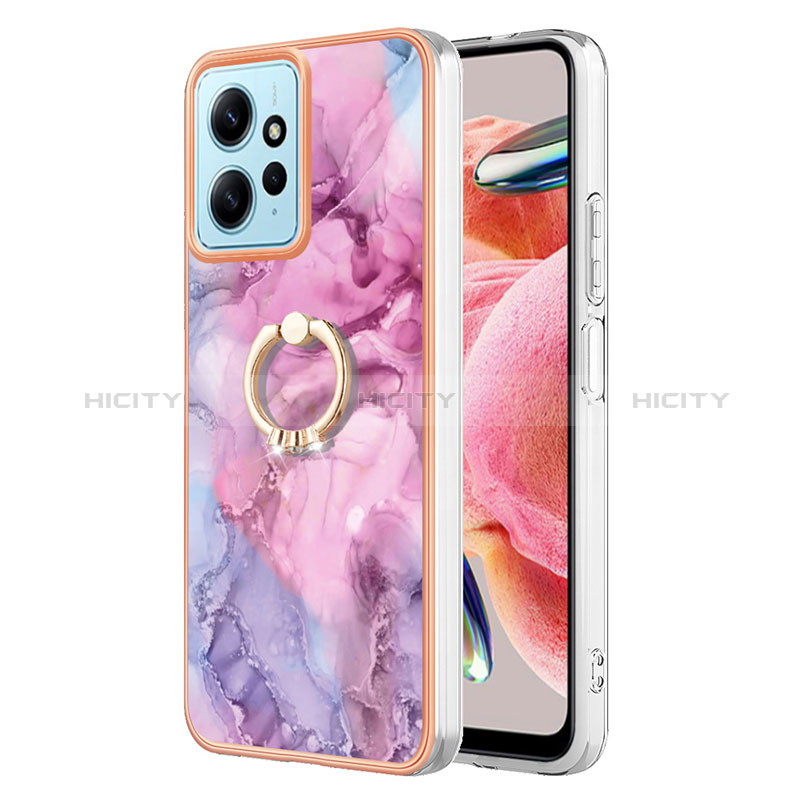 Custodia Silicone Gel Morbida Fantasia Modello Cover con Anello Supporto YB1 per Xiaomi Redmi Note 12 4G Lavanda