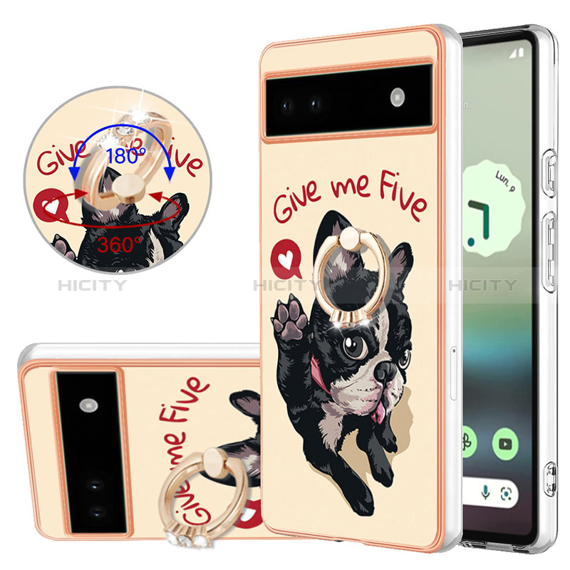 Custodia Silicone Gel Morbida Fantasia Modello Cover con Anello Supporto YB2 per Google Pixel 6a 5G