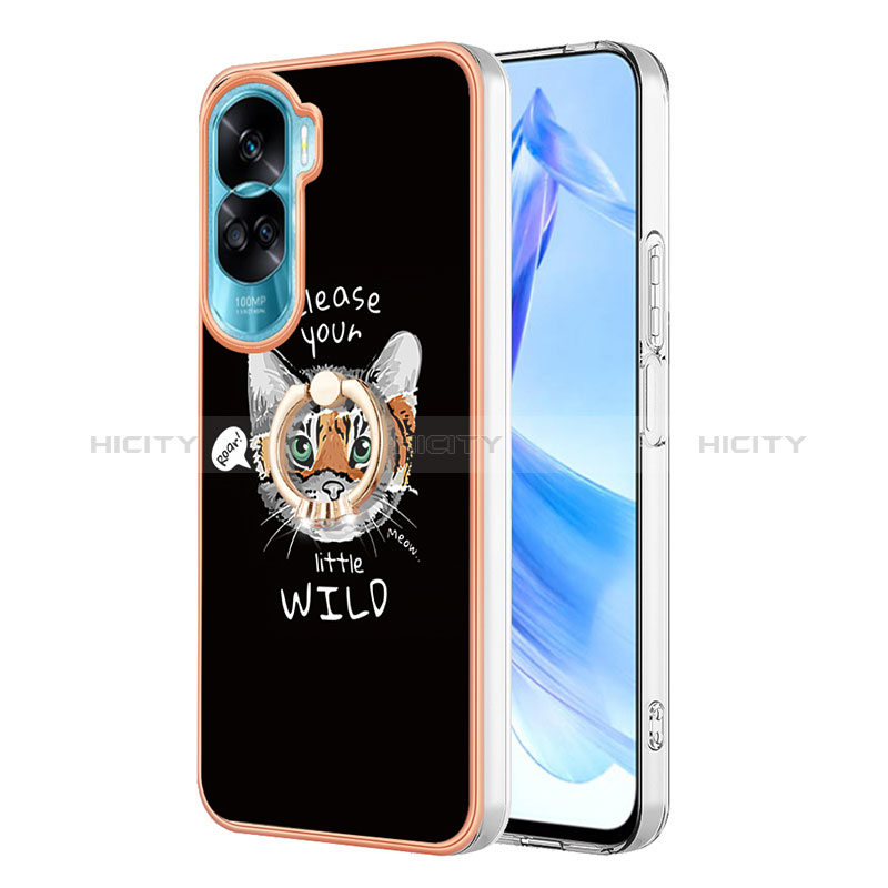 Custodia Silicone Gel Morbida Fantasia Modello Cover con Anello Supporto YB2 per Huawei Honor 90 Lite 5G Multicolore