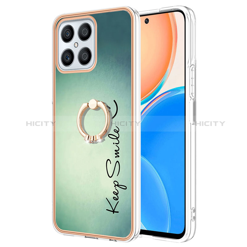 Custodia Silicone Gel Morbida Fantasia Modello Cover con Anello Supporto YB2 per Huawei Honor X8 4G