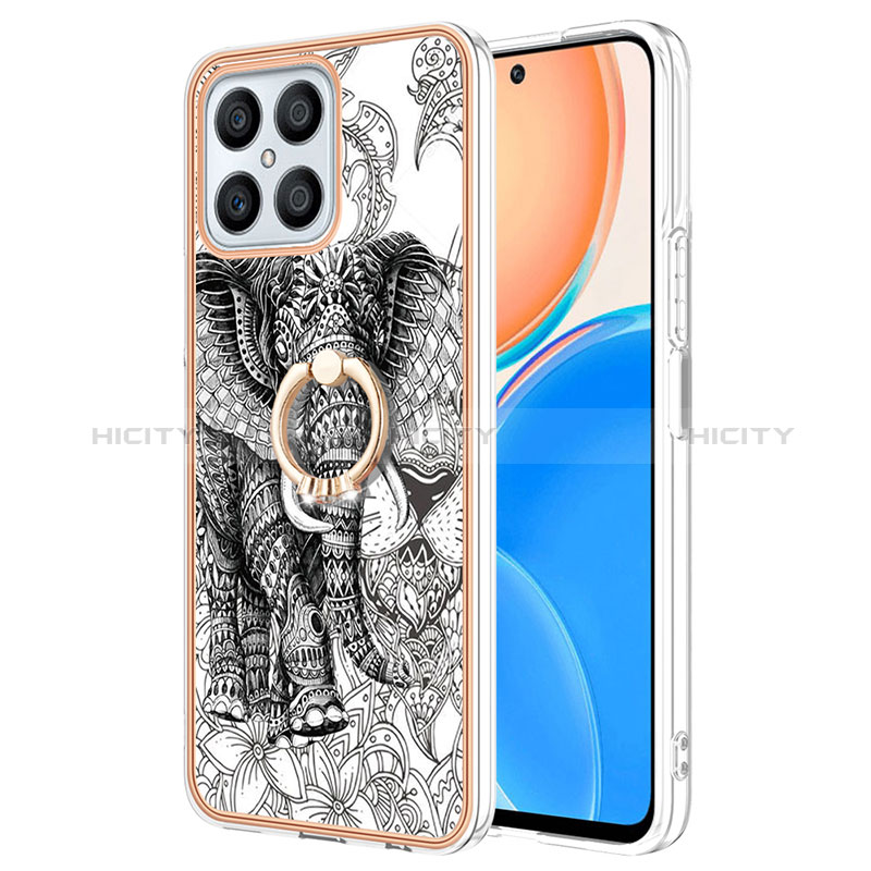 Custodia Silicone Gel Morbida Fantasia Modello Cover con Anello Supporto YB2 per Huawei Honor X8 4G