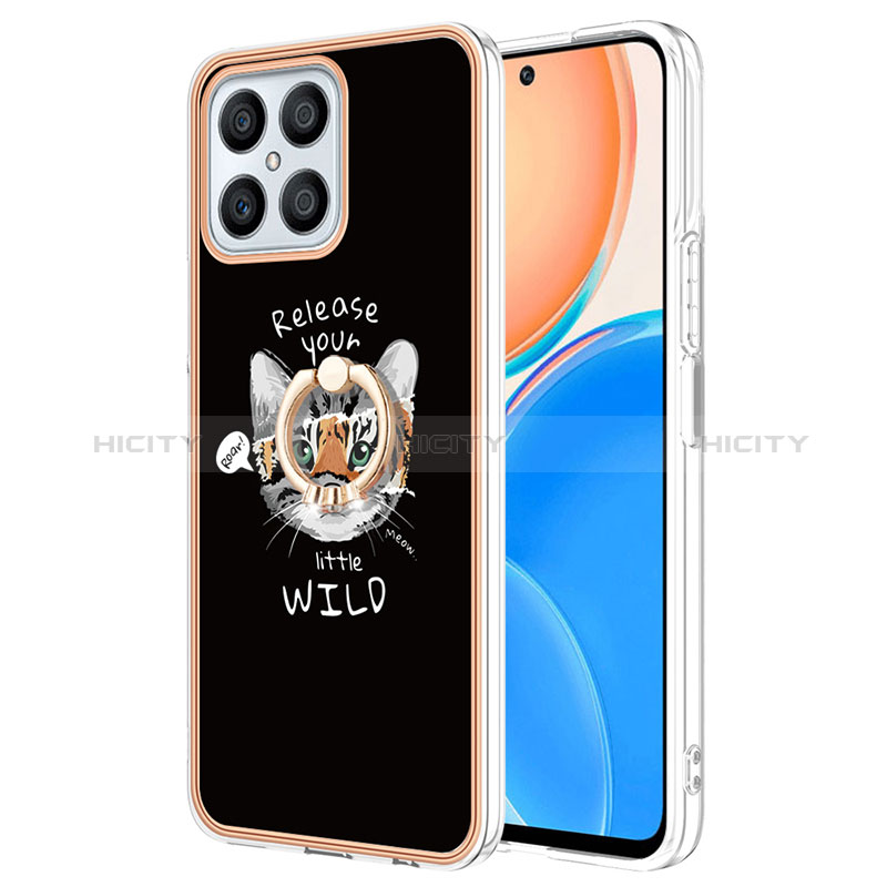 Custodia Silicone Gel Morbida Fantasia Modello Cover con Anello Supporto YB2 per Huawei Honor X8 4G