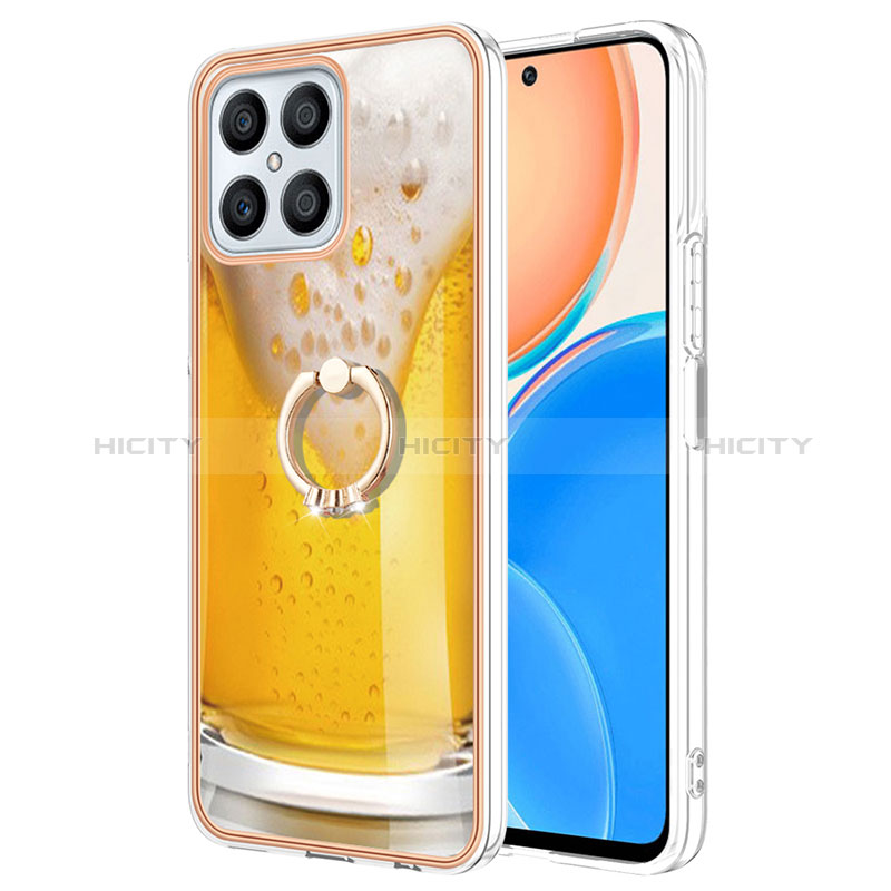 Custodia Silicone Gel Morbida Fantasia Modello Cover con Anello Supporto YB2 per Huawei Honor X8 4G