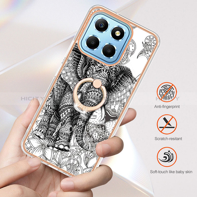 Custodia Silicone Gel Morbida Fantasia Modello Cover con Anello Supporto YB2 per Huawei Honor X8 5G