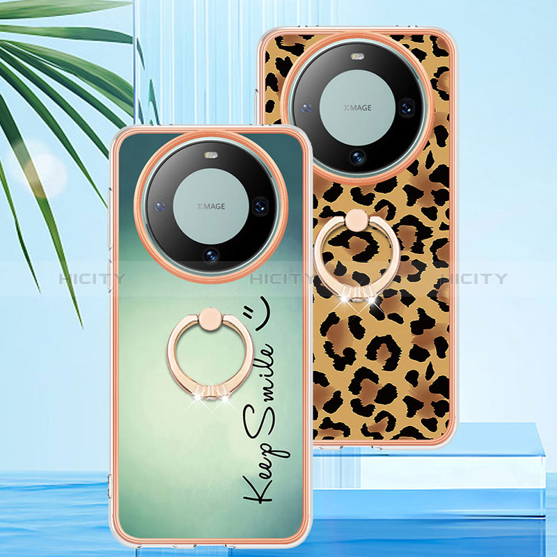 Custodia Silicone Gel Morbida Fantasia Modello Cover con Anello Supporto YB2 per Huawei Mate 60 Pro