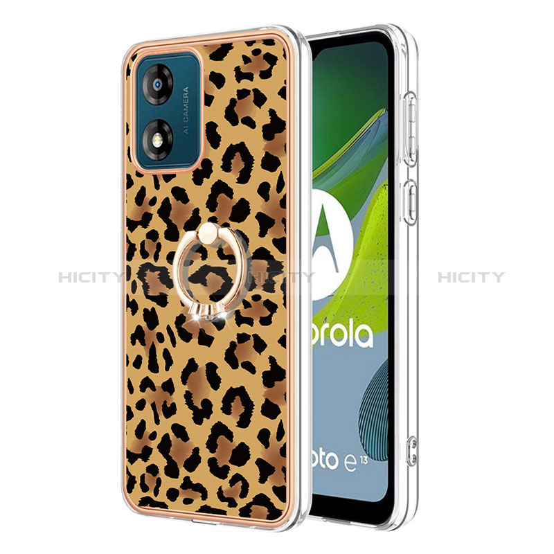 Custodia Silicone Gel Morbida Fantasia Modello Cover con Anello Supporto YB2 per Motorola Moto E13