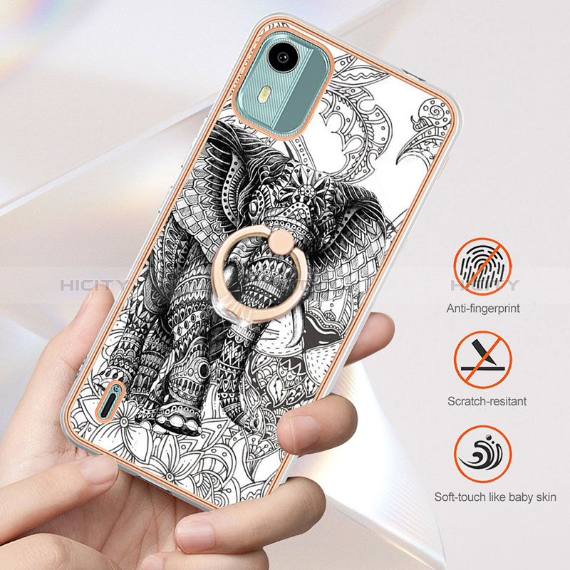 Custodia Silicone Gel Morbida Fantasia Modello Cover con Anello Supporto YB2 per Nokia C12 Plus