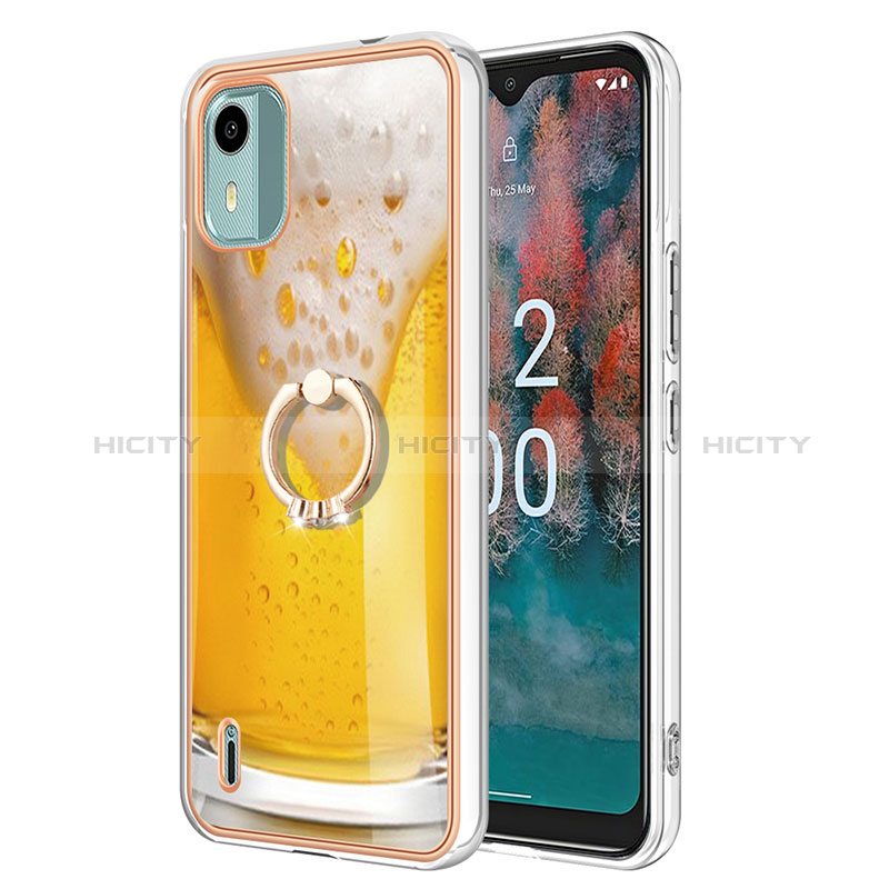 Custodia Silicone Gel Morbida Fantasia Modello Cover con Anello Supporto YB2 per Nokia C12 Plus