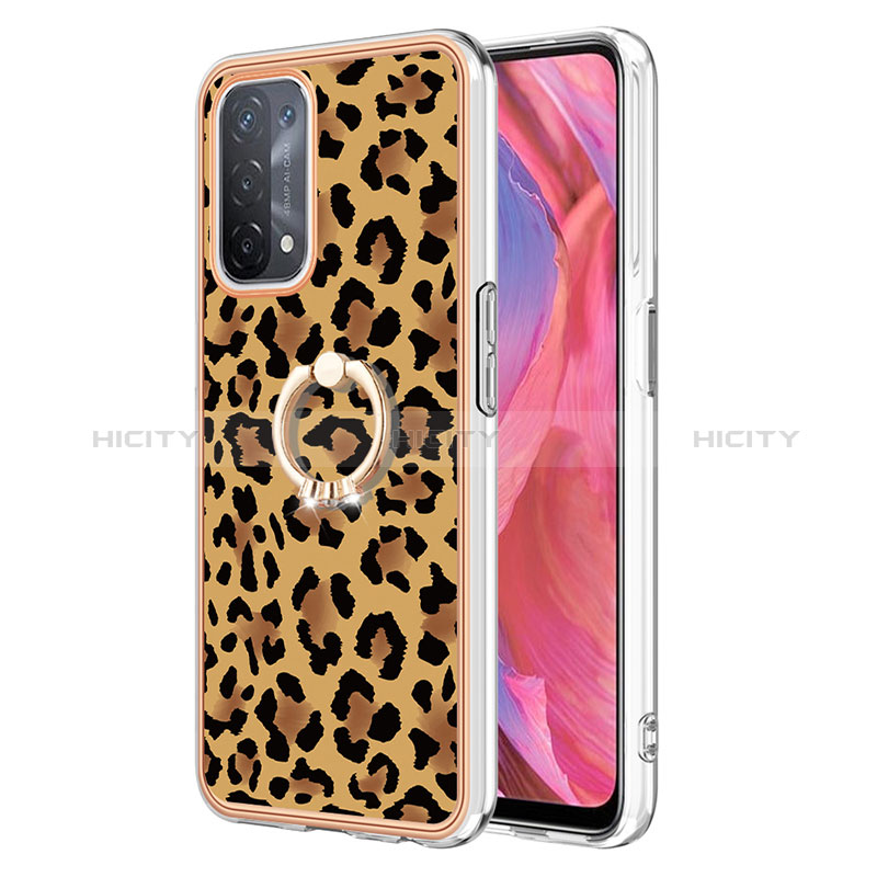 Custodia Silicone Gel Morbida Fantasia Modello Cover con Anello Supporto YB2 per Oppo A74 5G Marrone