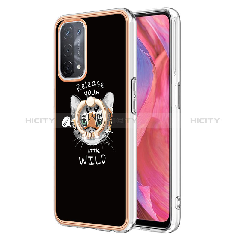 Custodia Silicone Gel Morbida Fantasia Modello Cover con Anello Supporto YB2 per Oppo A74 5G Multicolore