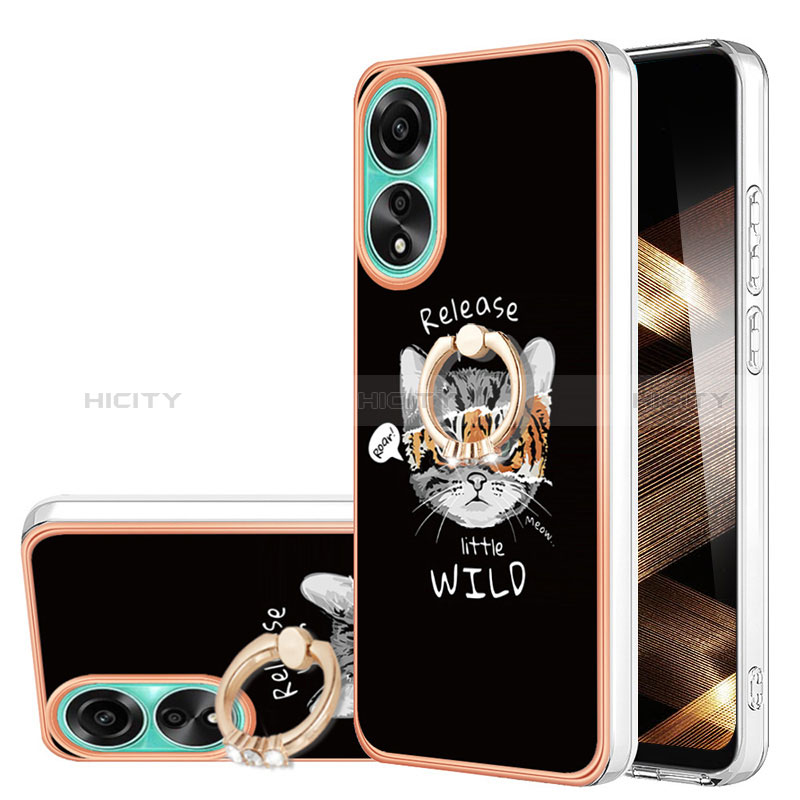 Custodia Silicone Gel Morbida Fantasia Modello Cover con Anello Supporto YB2 per Oppo A78 4G