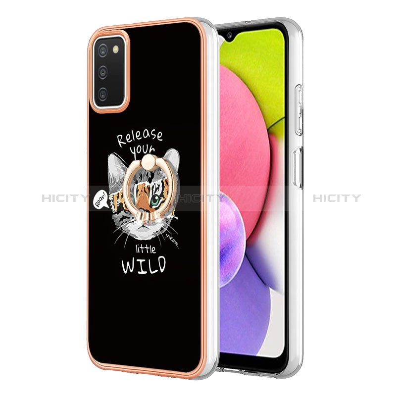 Custodia Silicone Gel Morbida Fantasia Modello Cover con Anello Supporto YB2 per Samsung Galaxy A02s Multicolore