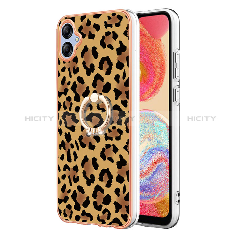 Custodia Silicone Gel Morbida Fantasia Modello Cover con Anello Supporto YB2 per Samsung Galaxy A04 4G Marrone