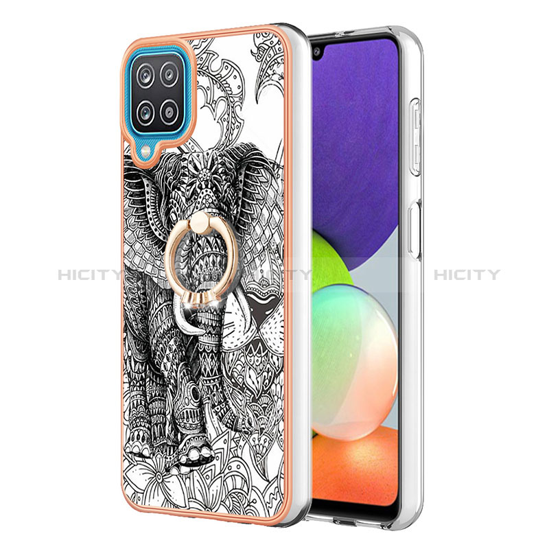 Custodia Silicone Gel Morbida Fantasia Modello Cover con Anello Supporto YB2 per Samsung Galaxy A12