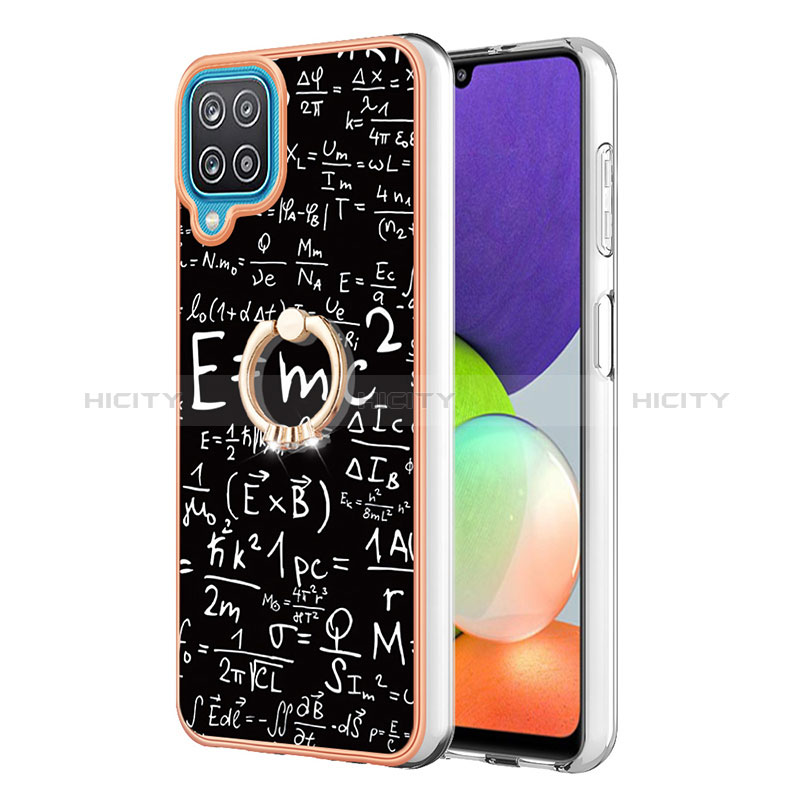 Custodia Silicone Gel Morbida Fantasia Modello Cover con Anello Supporto YB2 per Samsung Galaxy A12 Multicolore