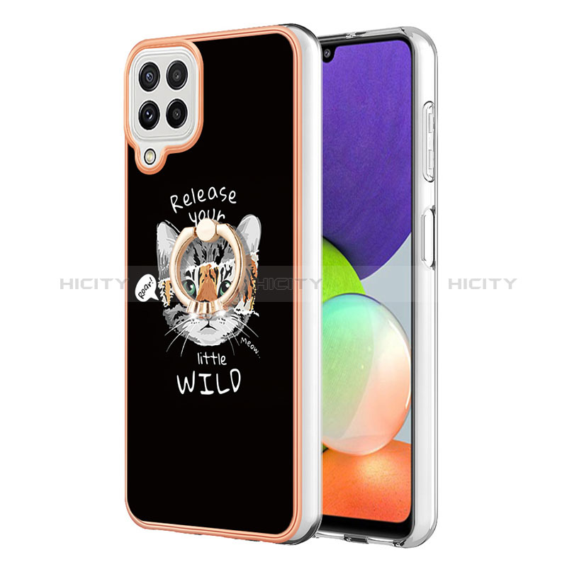 Custodia Silicone Gel Morbida Fantasia Modello Cover con Anello Supporto YB2 per Samsung Galaxy A22 4G Multicolore