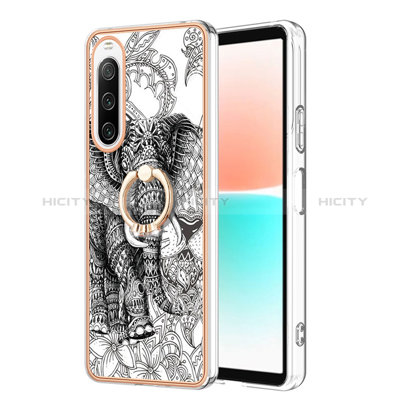 Custodia Silicone Gel Morbida Fantasia Modello Cover con Anello Supporto YB2 per Sony Xperia 10 IV