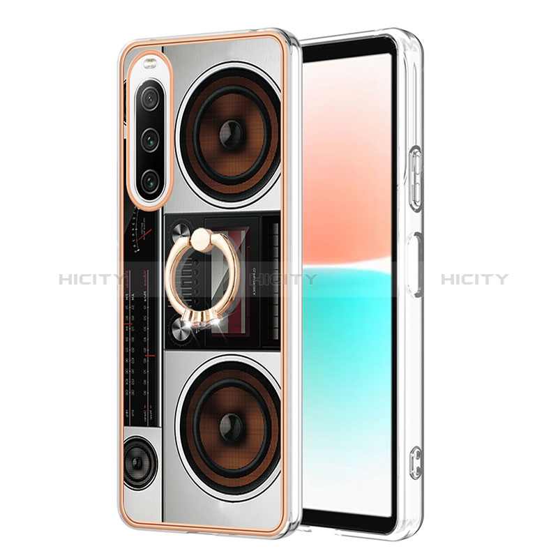 Custodia Silicone Gel Morbida Fantasia Modello Cover con Anello Supporto YB2 per Sony Xperia 10 IV