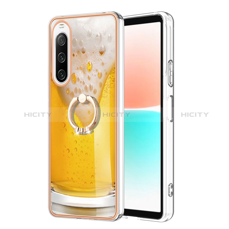 Custodia Silicone Gel Morbida Fantasia Modello Cover con Anello Supporto YB2 per Sony Xperia 10 IV