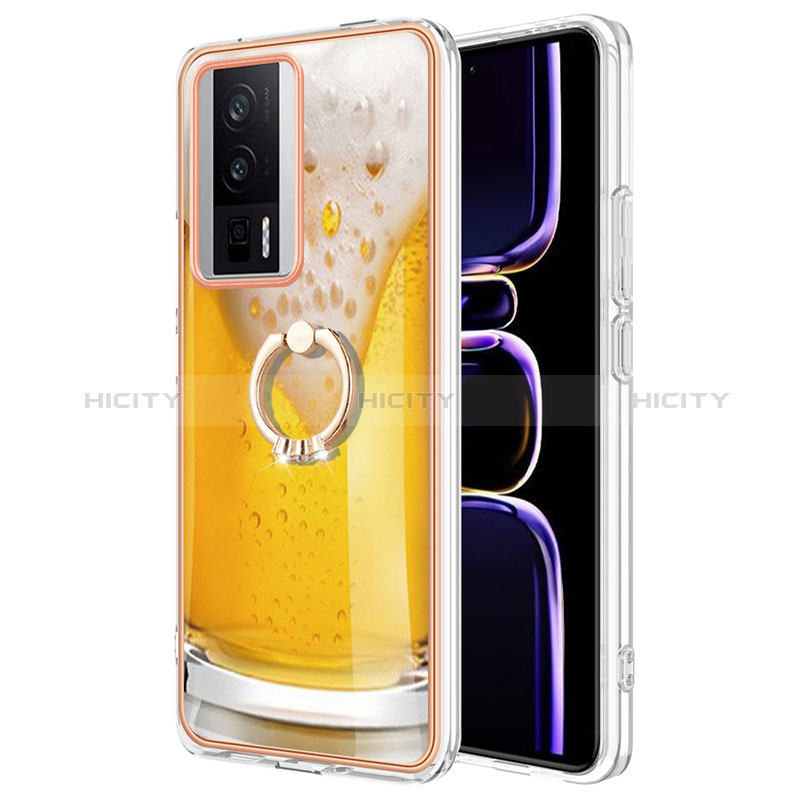 Custodia Silicone Gel Morbida Fantasia Modello Cover con Anello Supporto YB2 per Xiaomi Redmi K60 Pro 5G