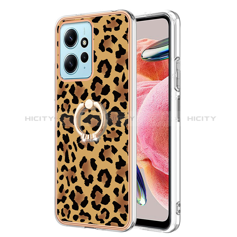 Custodia Silicone Gel Morbida Fantasia Modello Cover con Anello Supporto YB2 per Xiaomi Redmi Note 12 4G Marrone