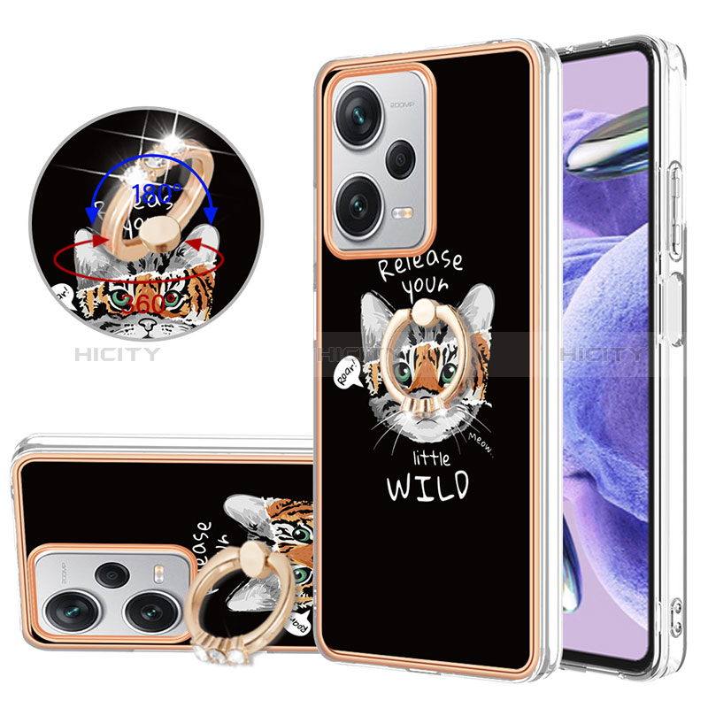 Custodia Silicone Gel Morbida Fantasia Modello Cover con Anello Supporto YB2 per Xiaomi Redmi Note 12 Pro+ Plus 5G