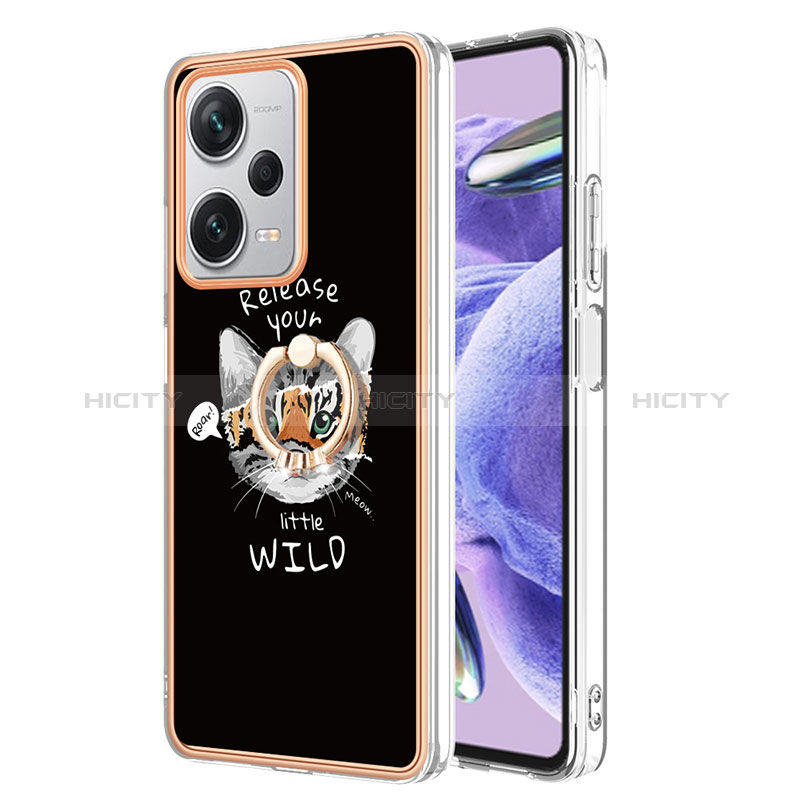 Custodia Silicone Gel Morbida Fantasia Modello Cover con Anello Supporto YB2 per Xiaomi Redmi Note 12 Pro+ Plus 5G Multicolore