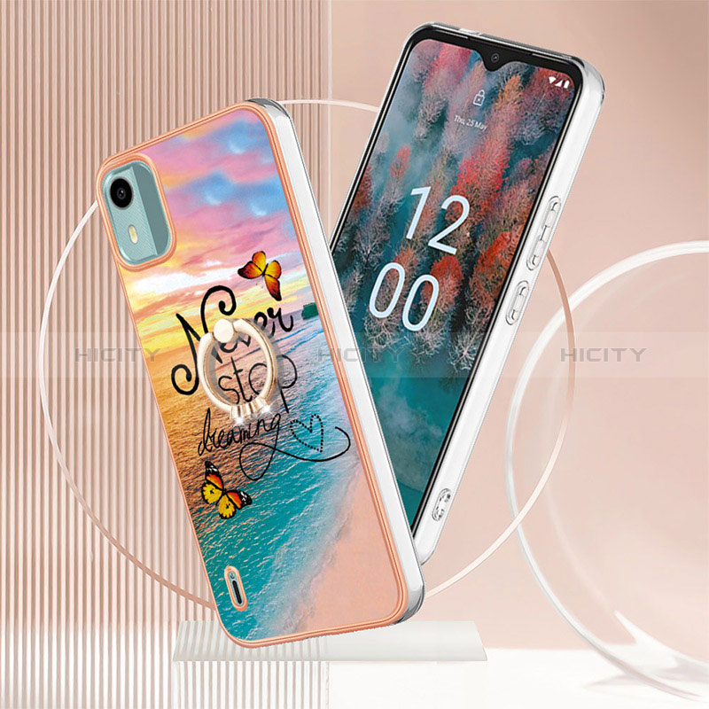 Custodia Silicone Gel Morbida Fantasia Modello Cover con Anello Supporto YB3 per Nokia C12