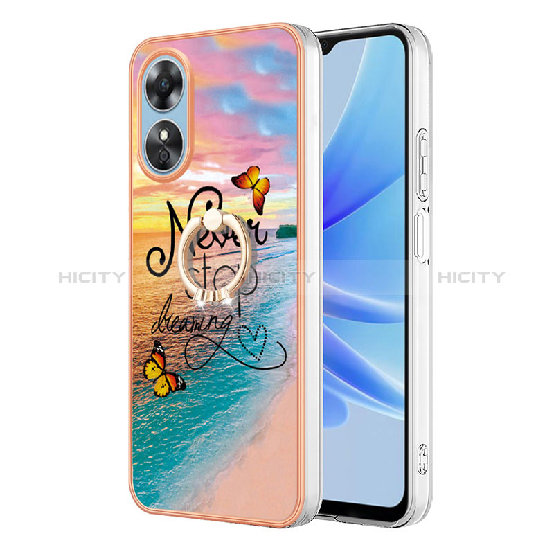 Custodia Silicone Gel Morbida Fantasia Modello Cover con Anello Supporto YB3 per Oppo A17