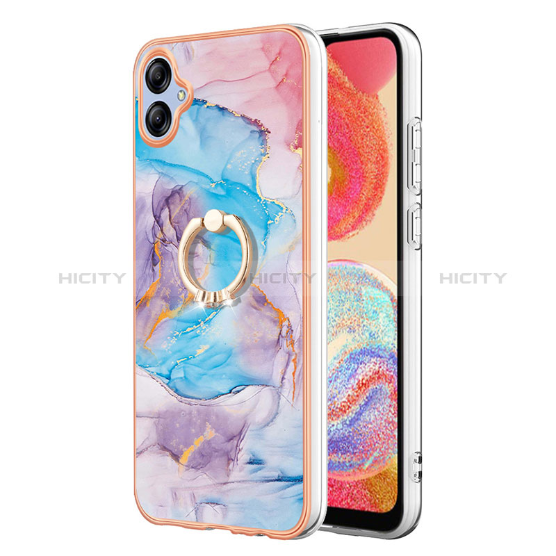 Custodia Silicone Gel Morbida Fantasia Modello Cover con Anello Supporto YB3 per Samsung Galaxy A04E Blu