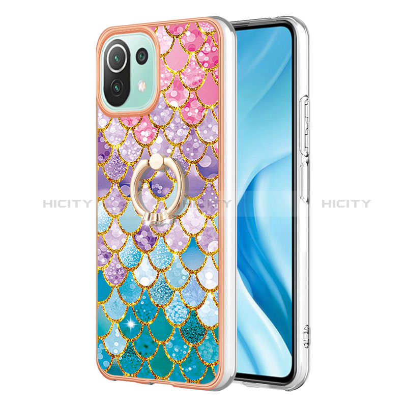 Custodia Silicone Gel Morbida Fantasia Modello Cover con Anello Supporto YB3 per Xiaomi Mi 11 Lite 4G Colorato