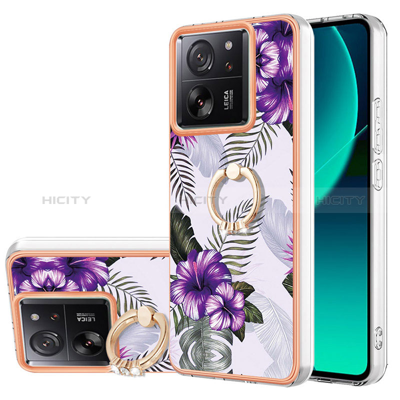 Custodia Silicone Gel Morbida Fantasia Modello Cover con Anello Supporto YB3 per Xiaomi Redmi K60 Ultra 5G Viola