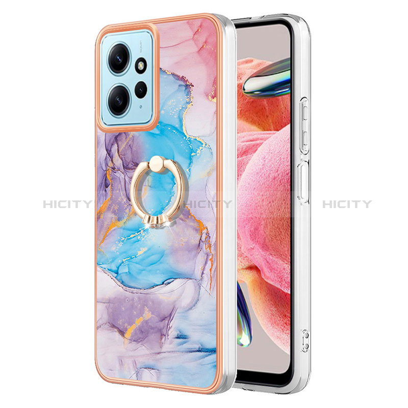 Custodia Silicone Gel Morbida Fantasia Modello Cover con Anello Supporto YB3 per Xiaomi Redmi Note 12 4G Blu