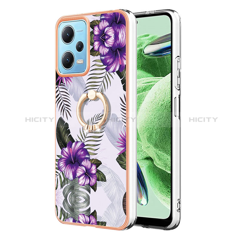 Custodia Silicone Gel Morbida Fantasia Modello Cover con Anello Supporto YB3 per Xiaomi Redmi Note 12 5G Viola