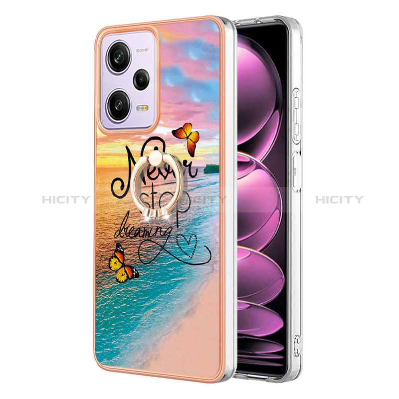 Custodia Silicone Gel Morbida Fantasia Modello Cover con Anello Supporto YB3 per Xiaomi Redmi Note 12 Pro 5G