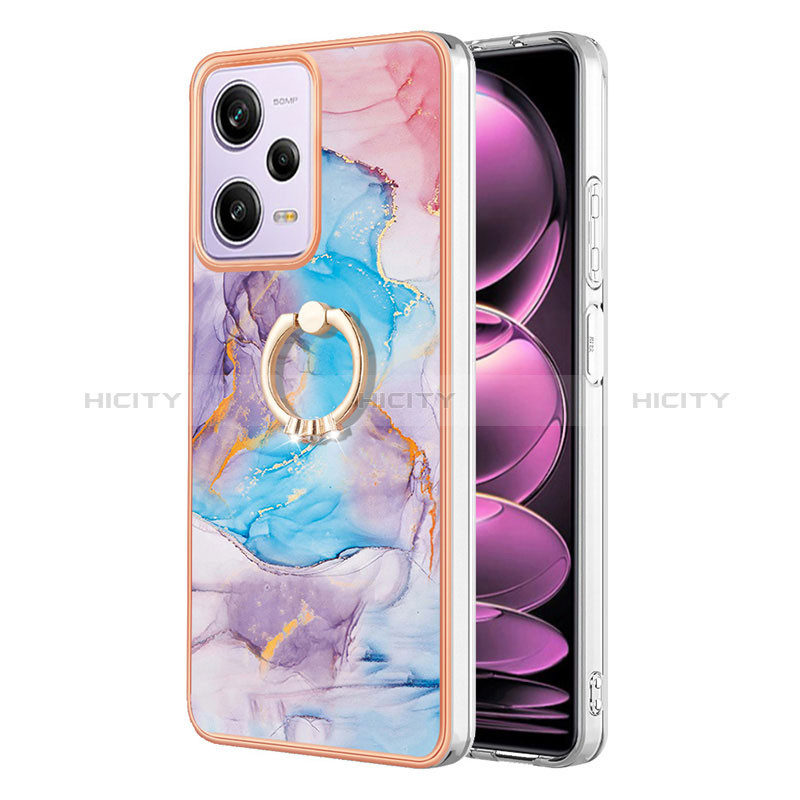 Custodia Silicone Gel Morbida Fantasia Modello Cover con Anello Supporto YB3 per Xiaomi Redmi Note 12 Pro 5G Blu