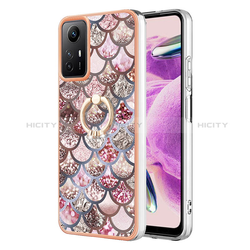 Custodia Silicone Gel Morbida Fantasia Modello Cover con Anello Supporto YB3 per Xiaomi Redmi Note 12S Marrone