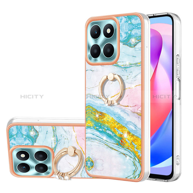 Custodia Silicone Gel Morbida Fantasia Modello Cover con Anello Supporto YB5 per Huawei Honor X6a Colorato