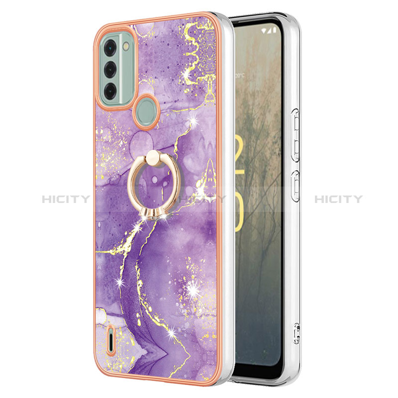 Custodia Silicone Gel Morbida Fantasia Modello Cover con Anello Supporto YB5 per Nokia C31