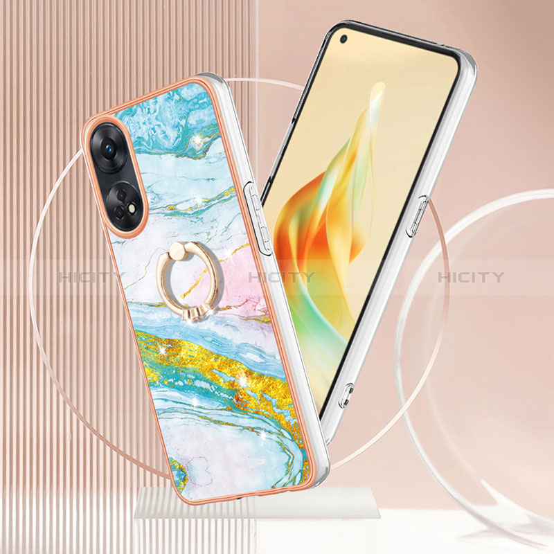 Custodia Silicone Gel Morbida Fantasia Modello Cover con Anello Supporto YB5 per Oppo Reno8 T 4G