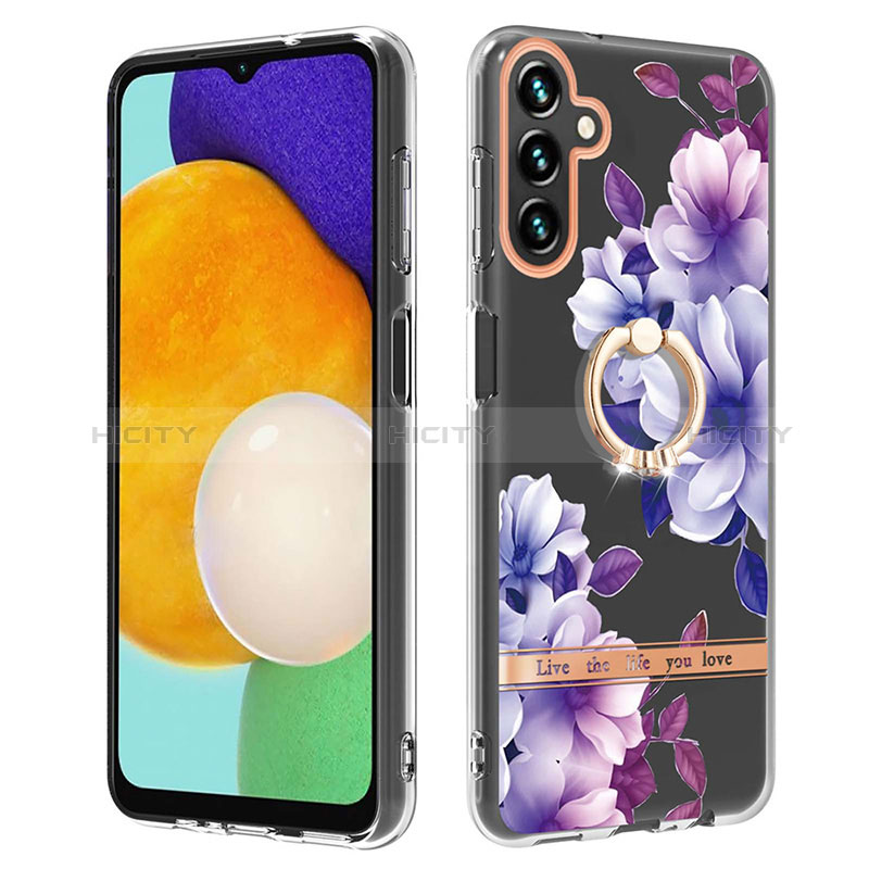 Custodia Silicone Gel Morbida Fantasia Modello Cover con Anello Supporto YB6 per Samsung Galaxy A34 5G Viola