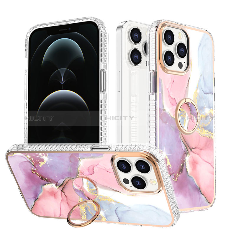 Custodia Silicone Gel Morbida Fantasia Modello Cover con Anello Supporto YJ1 per Apple iPhone 13 Pro