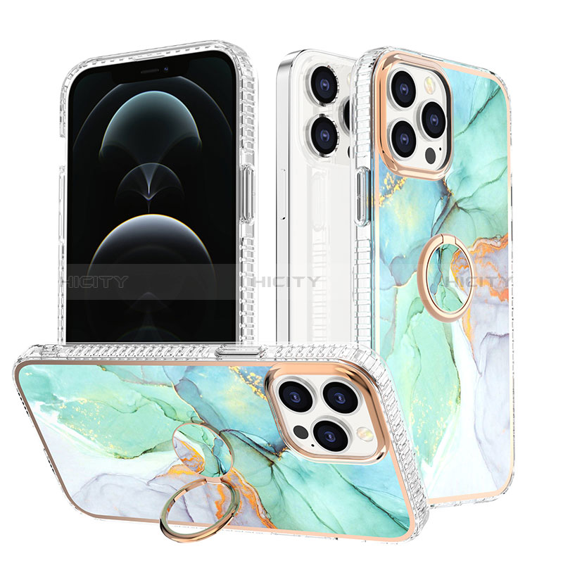 Custodia Silicone Gel Morbida Fantasia Modello Cover con Anello Supporto YJ1 per Apple iPhone 13 Pro