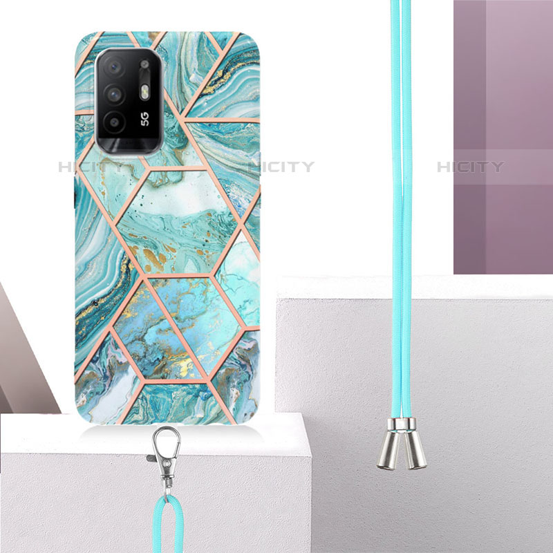 Custodia Silicone Gel Morbida Fantasia Modello Cover con Cinghia Cordino Mano Y01B per Oppo A94 5G