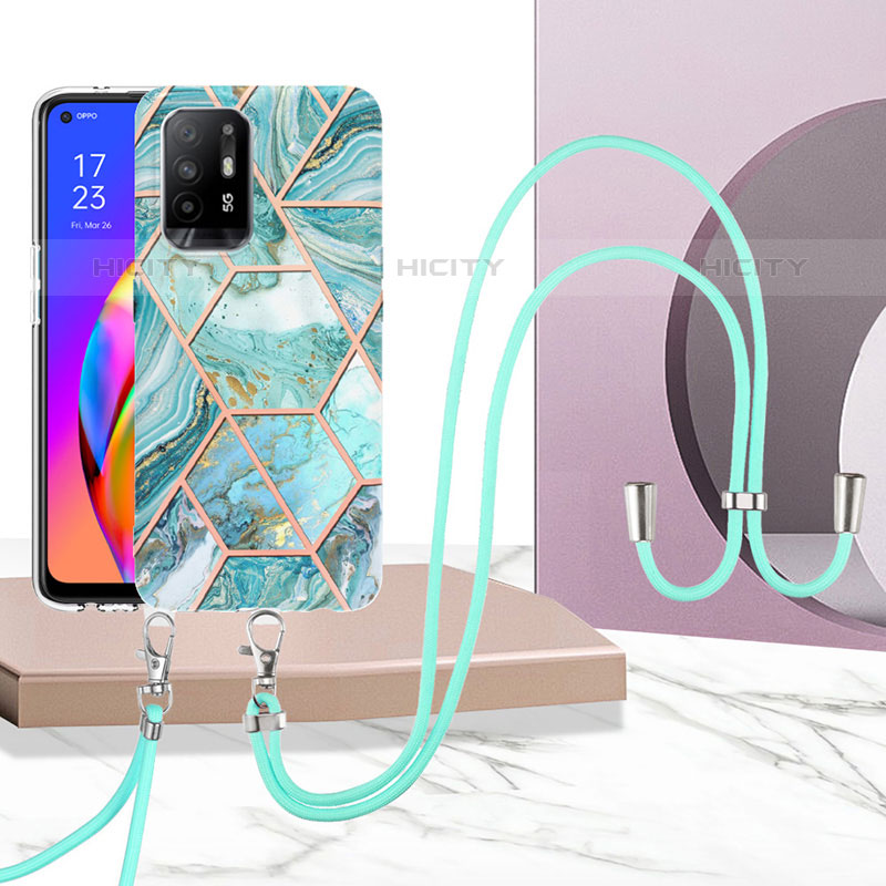 Custodia Silicone Gel Morbida Fantasia Modello Cover con Cinghia Cordino Mano Y01B per Oppo F19 Pro+ Plus 5G