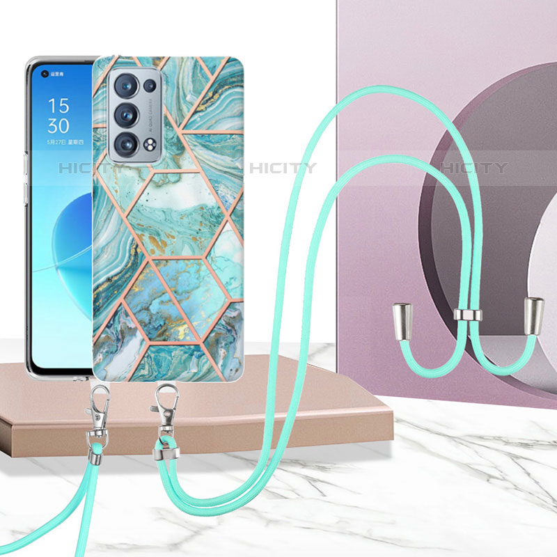 Custodia Silicone Gel Morbida Fantasia Modello Cover con Cinghia Cordino Mano Y01B per Oppo Reno6 Pro 5G